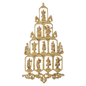 BudhShiv Brass Dashavatar Wall Hanging | 25" Sacred Art | 4.5kg Divine Masterpiece | Vertical Temple Design | Wall Decor | Jaipurio